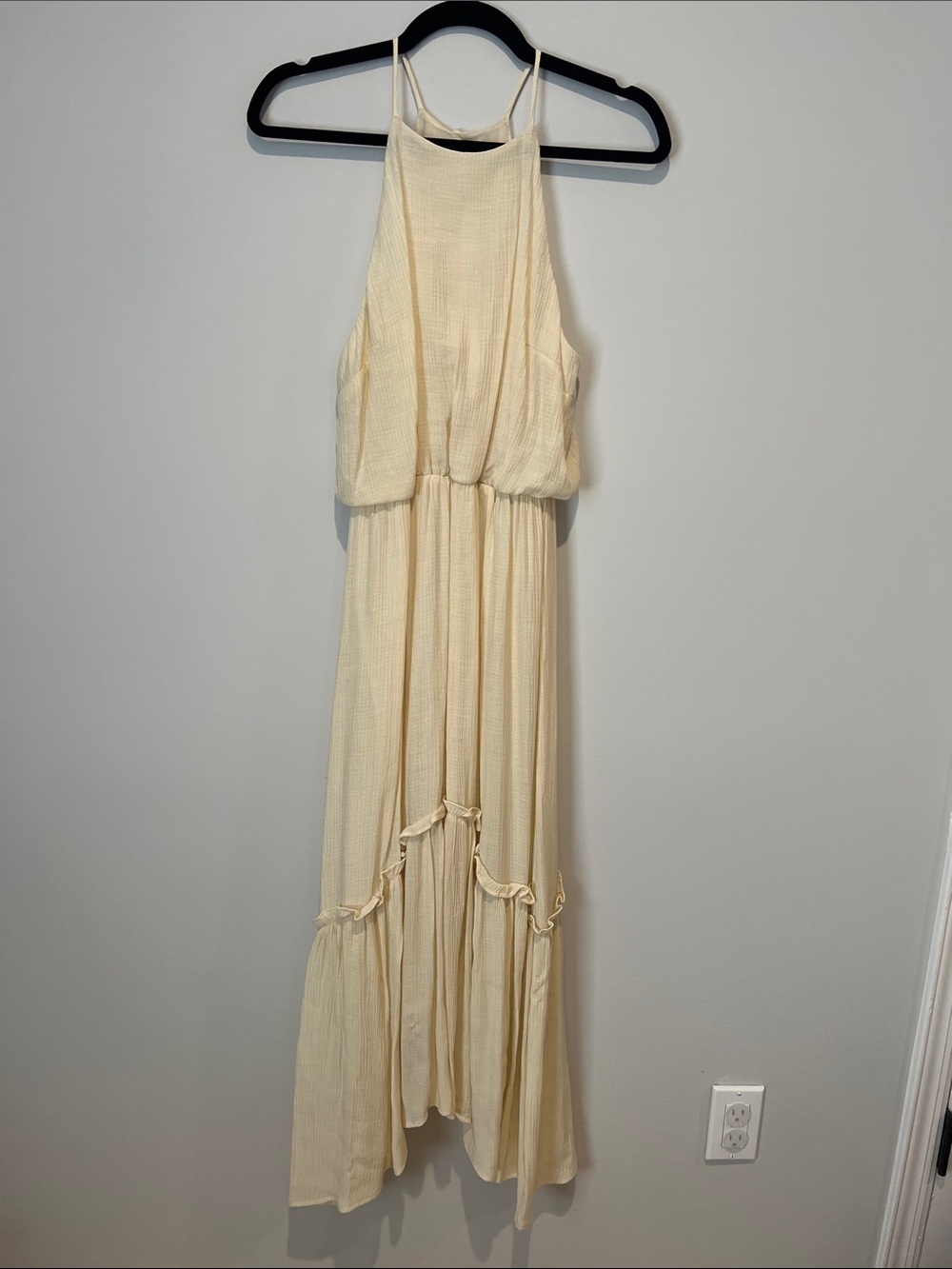 All in Favor Cream Halter Maxi Dress